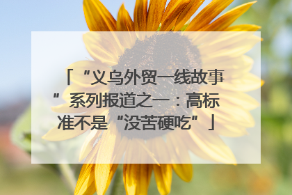 “义乌外贸一线故事”系列报道之一：高标准不是“没苦硬吃”